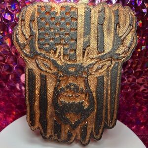 Copper and Black Deer Head Belt Buckle